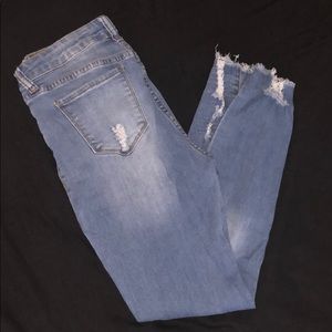 distressed blue jeans